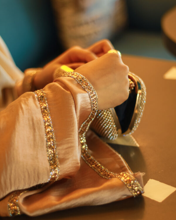 Party 2 (8) Luminous Light Gold Champagne Satin Abaya Edit-1