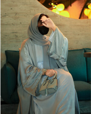 Party wear (5) Elegant Rich Neutral Satin Abaya Edit-1