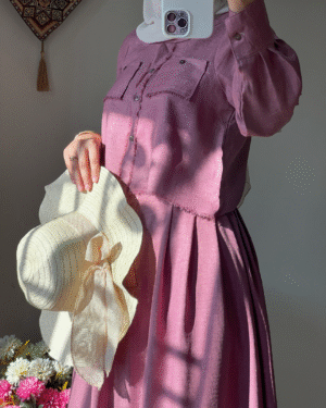 Pink casual Chic Rose Linen-Blend Co-ord Set 2P