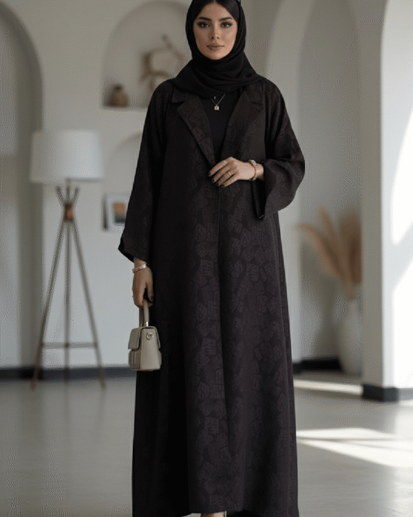 Elegant Deep Chocolate Textured Winter Abaya-2025