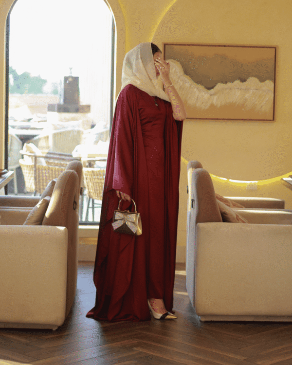 Regal Maroon Satin Abaya Party Wear Edit-2