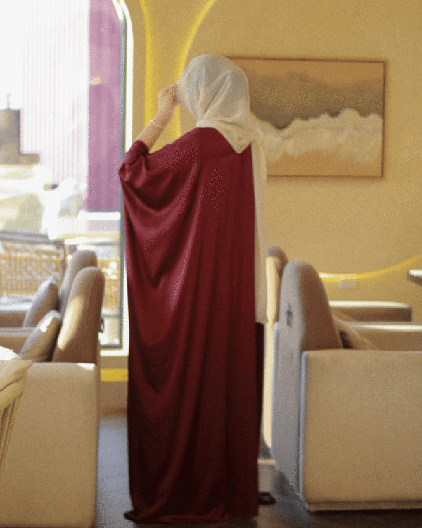 Regal Maroon Satin Abaya Party Wear Edit-2