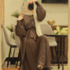 Elegant Mocha Brown Hareer Dress1P
