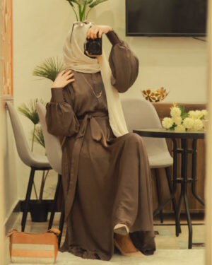 Untitled-18-04 Elegant Mocha Brown Hareer Dress1P