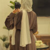 Elegant Mocha Brown Hareer Dress1P
