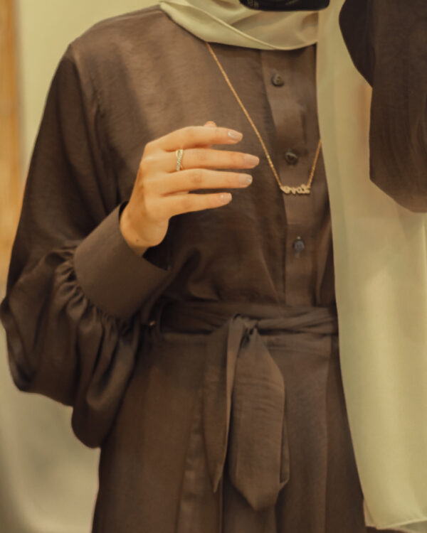 Elegant Mocha Brown Hareer Dress1P