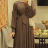 Elegant Mocha Brown Hareer Dress1P