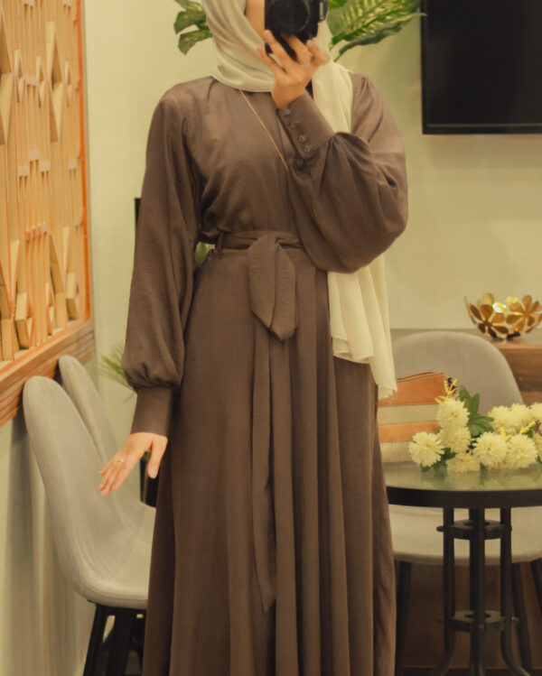 Elegant Mocha Brown Hareer Dress1P