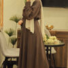 Elegant Mocha Brown Hareer Dress1P