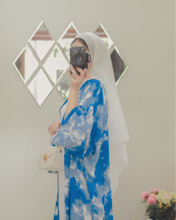 Stunning Blue Cloud Tie-Die Abaya -1P