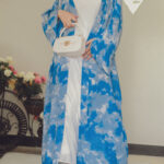Stunning Blue Cloud Tie-Die Abaya -1P