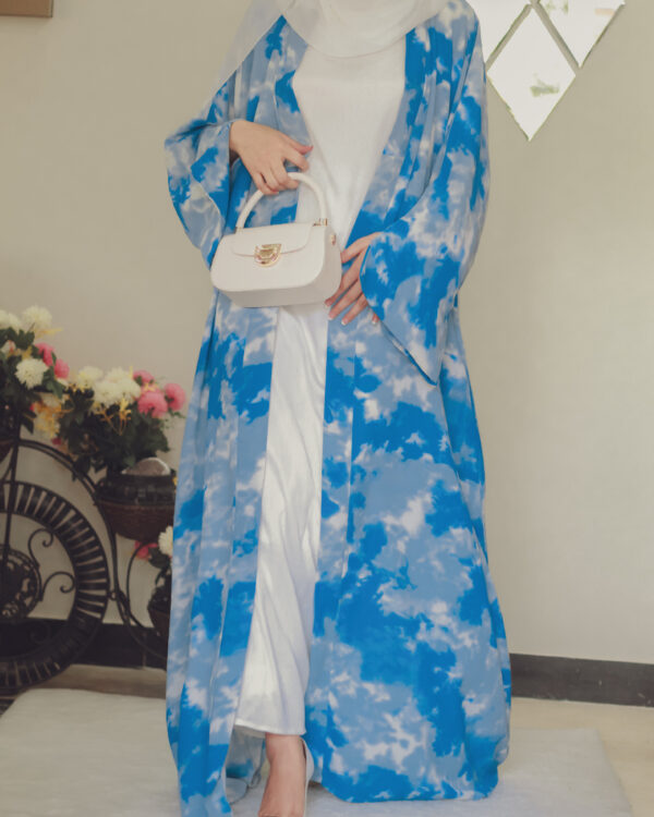 Stunning Blue Cloud Tie-Die Abaya -1P