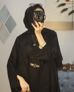 ZZCASUAL-01 Luxury Noir Textured Luxe Trench Abaya 1P