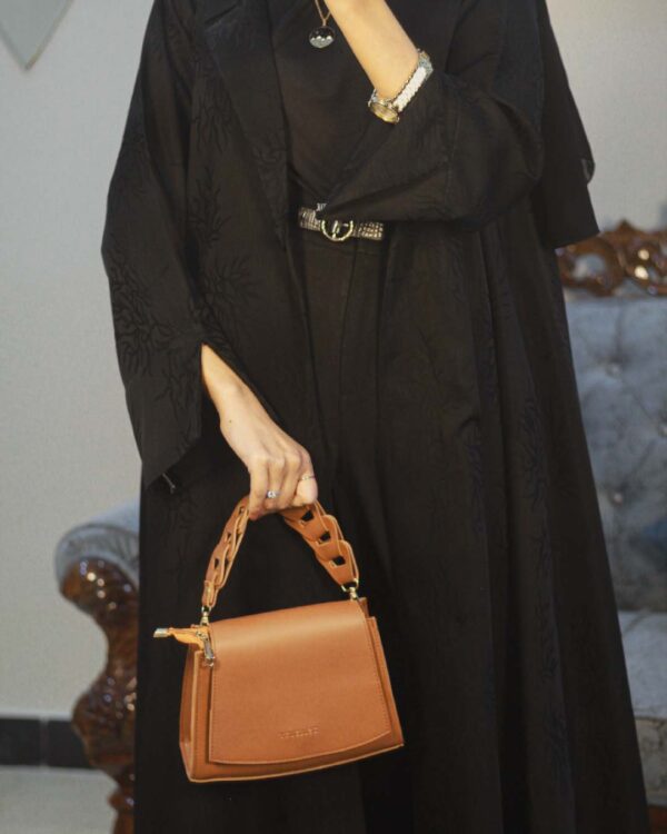 Luxury Noir Textured Luxe Trench Abaya 1P