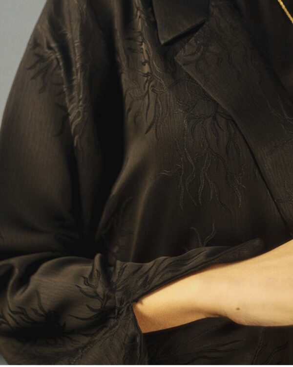 Luxury Noir Textured Luxe Trench Abaya 1P