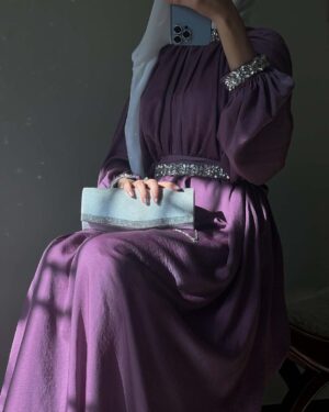 Dazzling Mauve Hareer Party Abaya-Edit 3