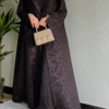 Elegant Deep Chocolate Textured Winter Abaya-2025