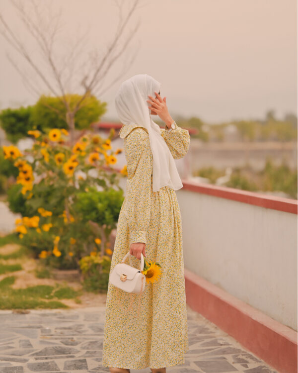 Joyful Yellow Floral Cotton Dress 1P