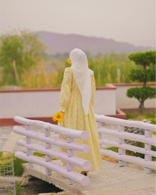 Joyful Yellow Floral Cotton Dress 1P