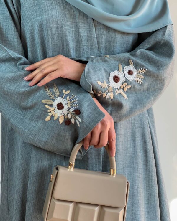 winter abaya-11 The Serene Sage Green Bloom Abaya