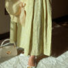 Pure Elegant Brodrie Embroidered Sage Green Dress