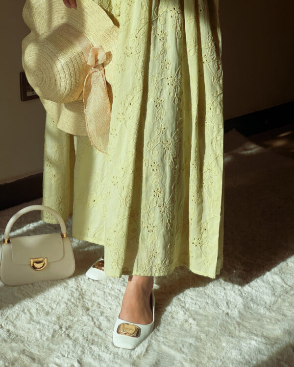 Pure Elegant Brodrie Embroidered Sage Green Dress