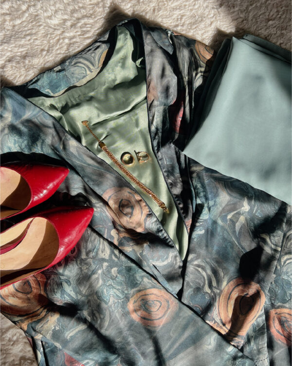 Sage Mirage Printed Abaya Set