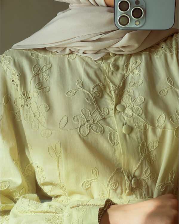 Pure Elegant Brodrie Embroidered Sage Green Dress