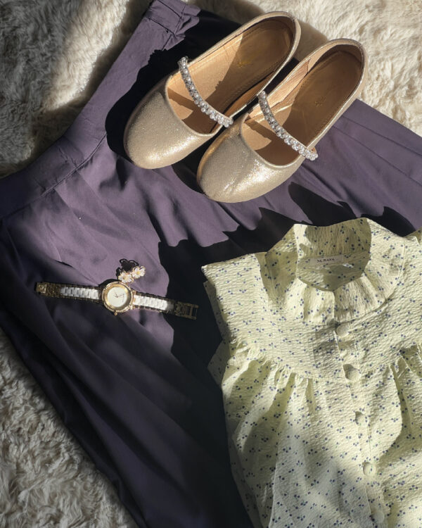 Sage Bloom Shirt & Midnight Flare Skirt Set