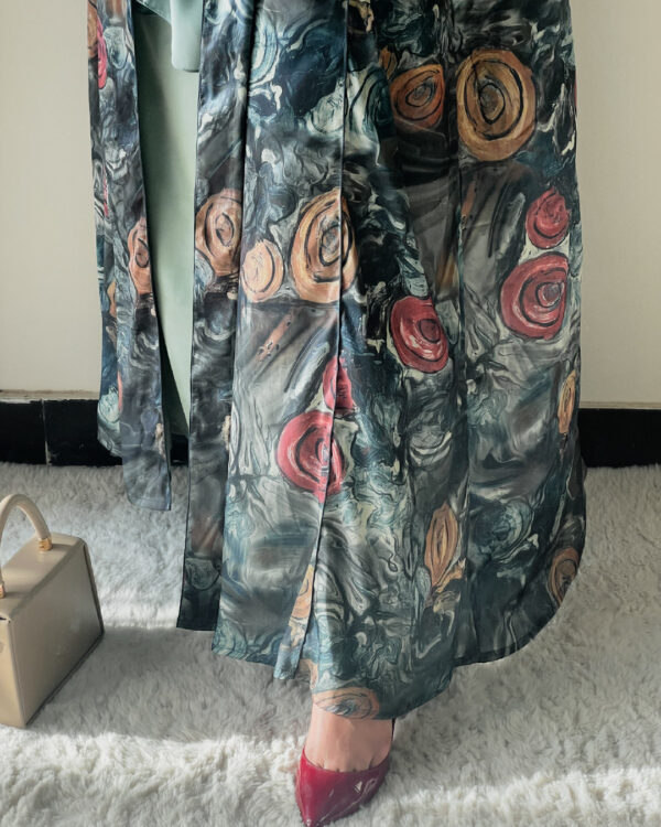 Sage Mirage Printed Abaya Set