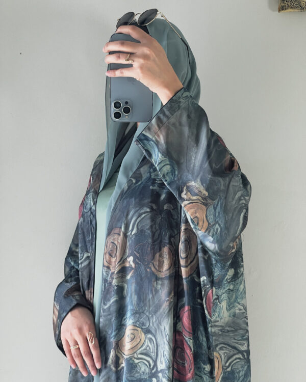 Sage Mirage Printed Abaya Set