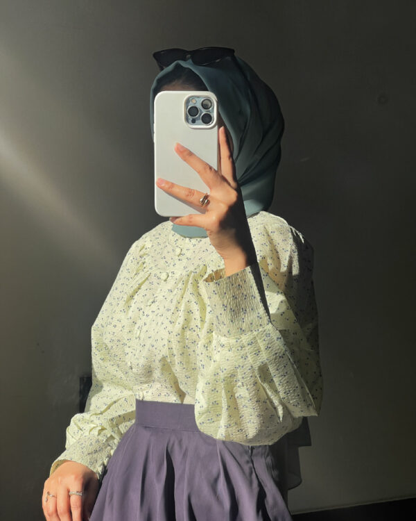 Sage Bloom Shirt & Midnight Flare Skirt Set