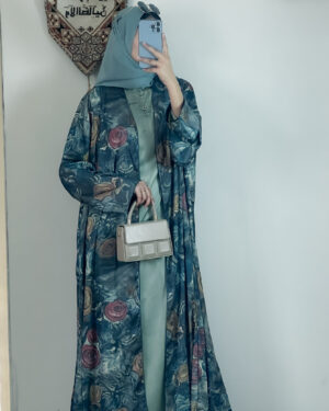 Sage Mirage Printed Abaya Set