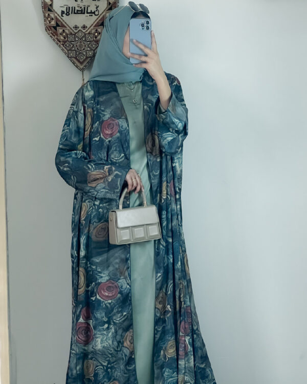 Sage Mirage Printed Abaya Set